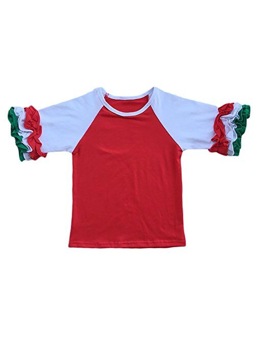 Toddler Little Girls Icing Ruffle Shirts Kids Raglan Baseball 3/4 Sleeves T-Shirt Baby Cotton Tee Top Clothes 1-8 Years