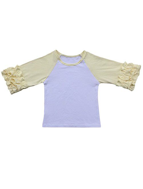 Toddler Little Girls Icing Ruffle Shirts Kids Raglan Baseball 3/4 Sleeves T-Shirt Baby Cotton Tee Top Clothes 1-8 Years