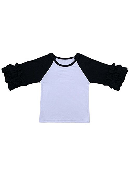 Toddler Little Girls Icing Ruffle Shirts Kids Raglan Baseball 3/4 Sleeves T-Shirt Baby Cotton Tee Top Clothes 1-8 Years