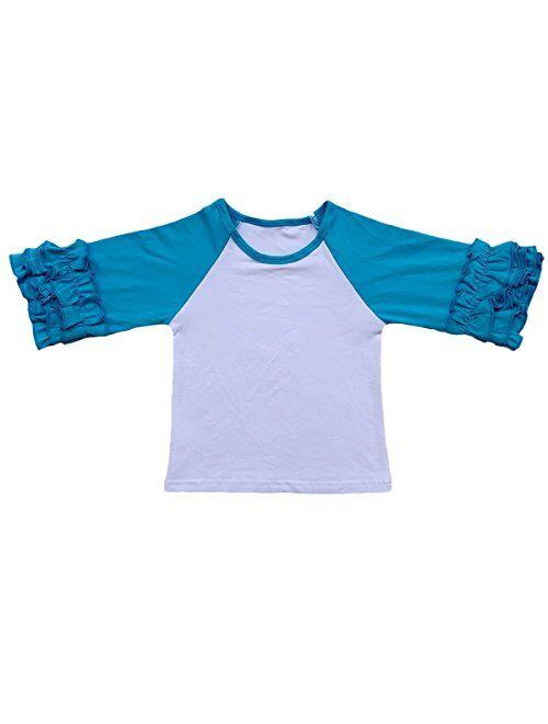 Toddler Little Girls Icing Ruffle Shirts Kids Raglan Baseball 3/4 Sleeves T-Shirt Baby Cotton Tee Top Clothes 1-8 Years