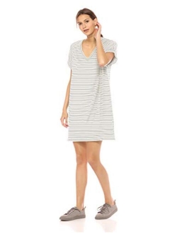 Amazon Brand - Daily Ritual Women's Supersoft Terry Deep V-Neck Roll-Sleeve Dress