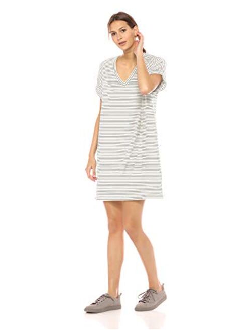 Amazon Brand - Daily Ritual Women's Supersoft Terry Deep V-Neck Roll-Sleeve Dress