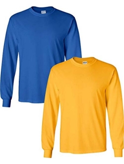 Men's Heavy Cotton Long Sleeve Crew Neck T-Shirt, 2-Pack