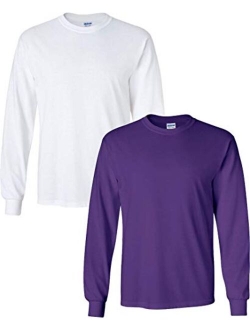 Men's Heavy Cotton Long Sleeve Crew Neck T-Shirt, 2-Pack