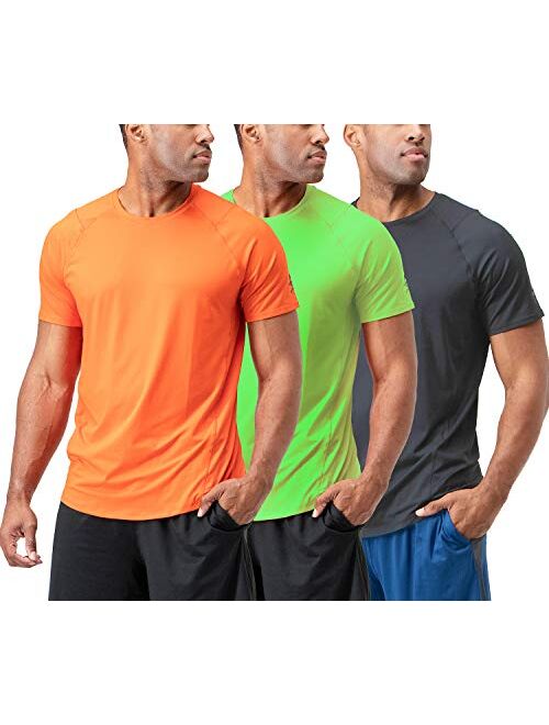 DEVOPS Men's 3 Pack Cool Chain Sports Active Hyper-Dry Workout Short Sleeve T-Shirts