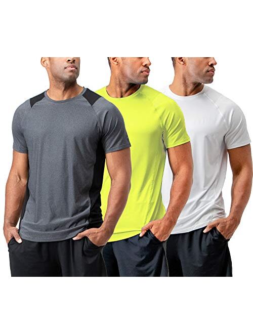 DEVOPS Men's 3 Pack Cool Chain Sports Active Hyper-Dry Workout Short Sleeve T-Shirts