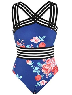 Women's One Piece Swimwear Front Crossover Swimsuits Hollow Bathing Suits Monokinis