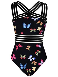 Women's One Piece Swimwear Front Crossover Swimsuits Hollow Bathing Suits Monokinis