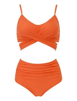 Women's High Waisted Bandage Bikini Set Wrap Two Piece Push Up Swimsuits