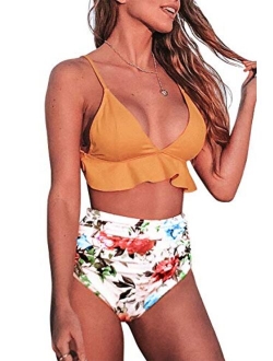 Women's Rambling Rose High-Waisted Push Up Bikini Set