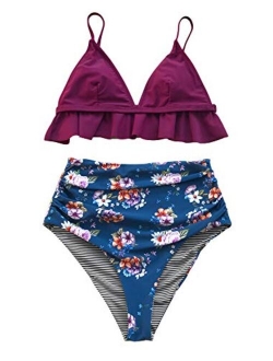 Women's Rambling Rose High-Waisted Push Up Bikini Set