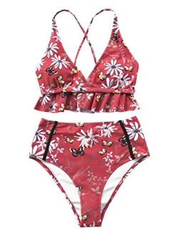 Women's Rambling Rose High-Waisted Push Up Bikini Set