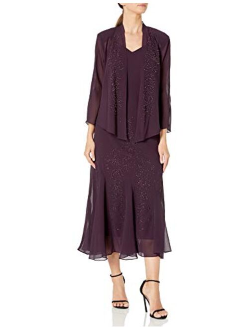 R&M Richards Women's Beaded Chiffon Jacket Dress