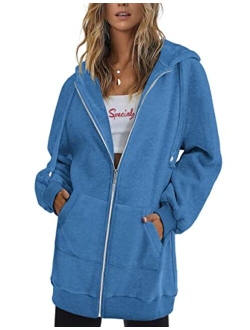 Zeagoo Women Casual Zip Up Fleece Hoodies Tunic Sweatshirt Long Hoodie Jacket