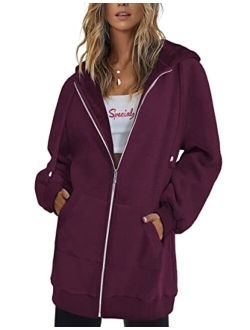 Zeagoo Women Casual Zip Up Fleece Hoodies Tunic Sweatshirt Long Hoodie Jacket