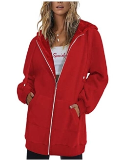 Zeagoo Women Casual Zip Up Fleece Hoodies Tunic Sweatshirt Long Hoodie Jacket