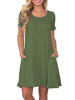 FZ FANTASTIC ZONE Women's Casual Summer T Shirt Dresses Short Sleeve Swing Dress with Pockets