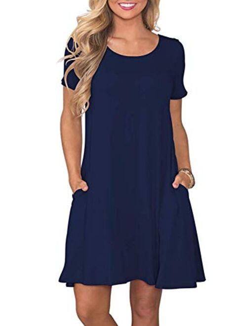 FZ FANTASTIC ZONE Women's Casual Summer T Shirt Dresses Short Sleeve Swing Dress with Pockets