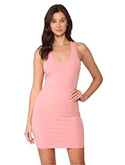 LaClef Women's Sleeveless Basic Racer Back Tank Midi Cotton Casual Dress