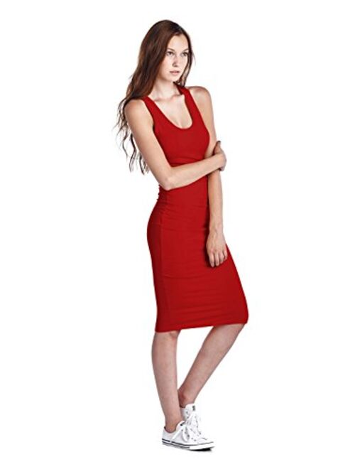 LaClef Women's Sleeveless Basic Racer Back Tank Midi Cotton Casual Dress