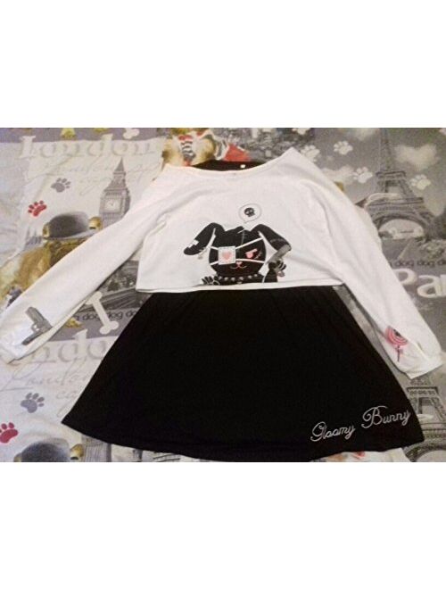 Cute Dress for Teens Girl Two Piece Set Bunny Prints Casual Cotton Dresses for Spring Autumn