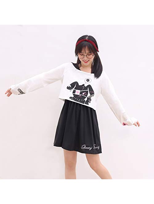 Cute Dress for Teens Girl Two Piece Set Bunny Prints Casual Cotton Dresses for Spring Autumn