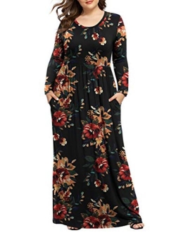 LONGYUAN Women Short Sleeve Casual L-6XL Plus Size Maxi Dress with Pockets