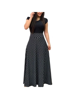 Autumn Women Long Sleeve Print Gored Skirt Boho Ladies Party Evening Holiday Maxi Dress