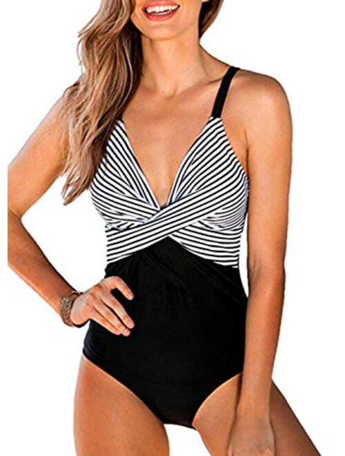 Buy B2prity Women S Monokini Front Cross One Piece Swimsuits Tummy Control Swimwear Online