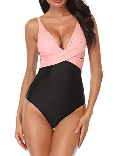 Buy B2prity Women S Monokini Front Cross One Piece Swimsuits Tummy Control Swimwear Online