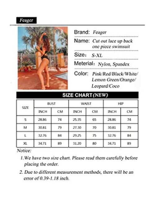 Feager Womens Strappy Cut Out Front Monokini Lace Up Back Bathing Suit Criss Cross High Cut One Piece Swimsuit