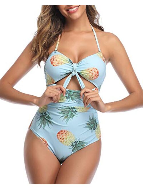 Tempt Me Women Cutout Bikini High Waist One Piece Tie Knot Swimsuit