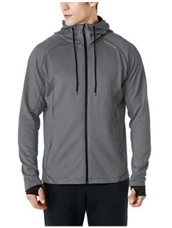 TSLA Men's Performance Active Training Full-Zip Hoodie Jacket