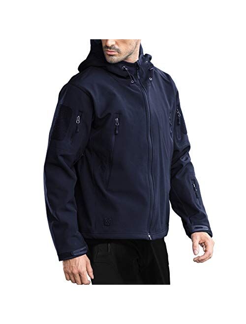 FREE SOLDIER Men's Outdoor Waterproof Soft Shell Hooded Military Tactical Jacket