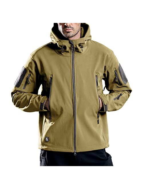 FREE SOLDIER Men's Outdoor Waterproof Soft Shell Hooded Military Tactical Jacket