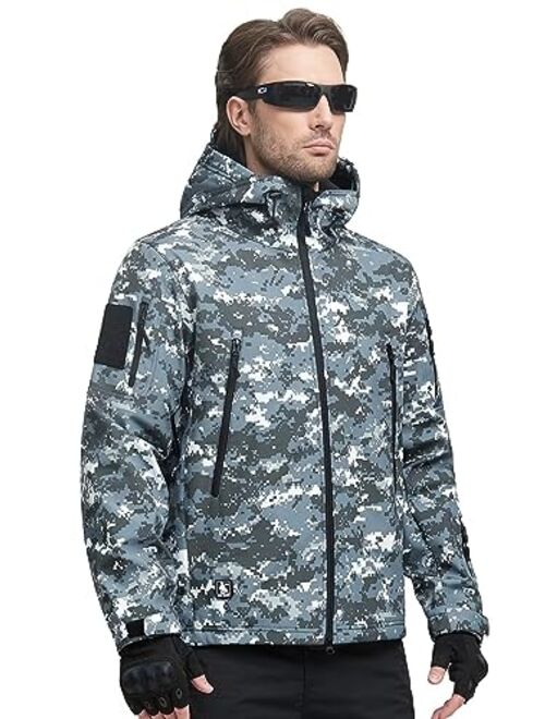 FREE SOLDIER Men's Outdoor Waterproof Soft Shell Hooded Military Tactical Jacket