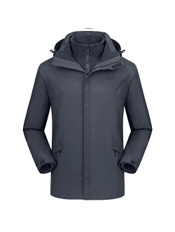 CAMEL CROWN Mens Ski Jacket 3 in 1 Waterproof Winter Jacket Snow Jacket Windproof Hooded with Inner Warm Fleece Coat