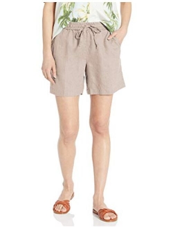 Amazon Brand - 28 Palms Women's 6" Inseam Linen Short with Drawstring