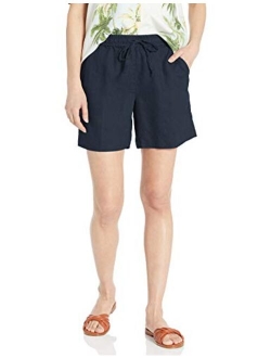 Amazon Brand - 28 Palms Women's 6" Inseam Linen Short with Drawstring