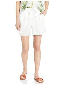 Amazon Brand - 28 Palms Women's 6" Inseam Linen Short with Drawstring