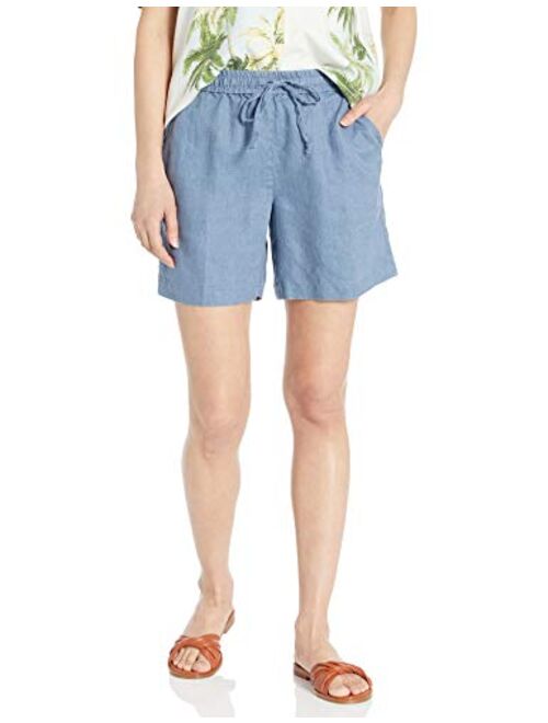 Amazon Brand - 28 Palms Women's 6" Inseam Linen Short with Drawstring