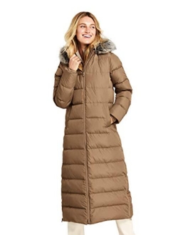 Women's Winter Long Down Coat with Faux Fur Hood