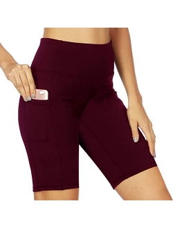 ChinFun Yoga Shorts for Women High Waist Tummy Control 4 Way Stretch Workout Running Shorts Side Pockets