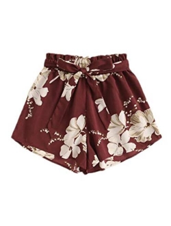 Women's Plus Size Shorts Summer Casual Floral Elastic Waist Shorts