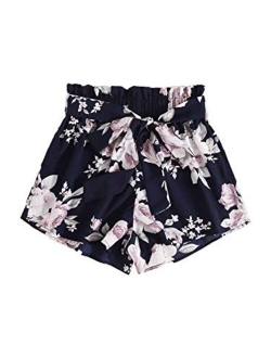 Women's Plus Size Shorts Summer Casual Floral Elastic Waist Shorts