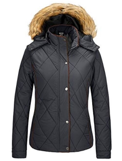 Wantdo Women's Thicken Winter Coat Classic Quilted Puffer Jacket With Fur Hood