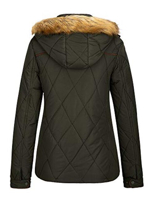 Wantdo Women's Thicken Winter Coat Classic Quilted Puffer Jacket With Fur Hood