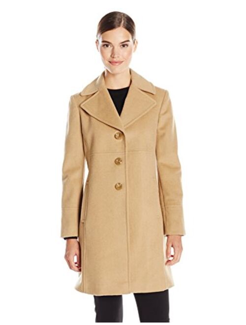 Larry Levine Women's Single-Breasted Notch Collar Wool Coat