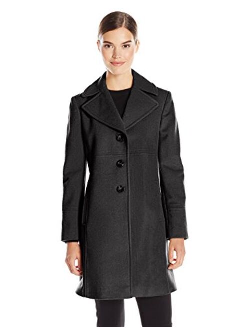 Larry Levine Women's Single-Breasted Notch Collar Wool Coat