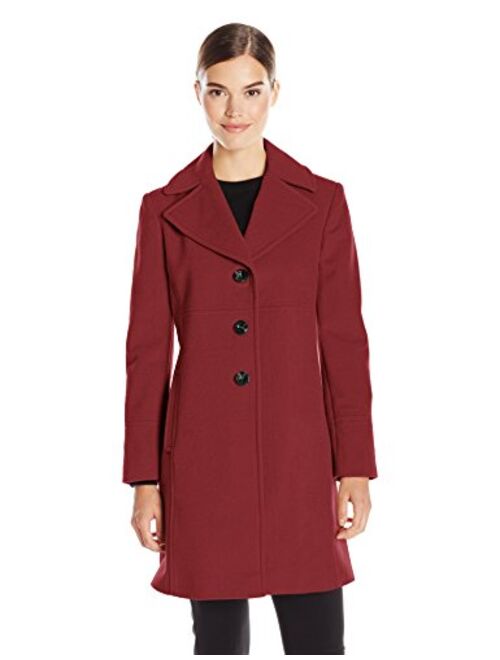 Larry Levine Women's Single-Breasted Notch Collar Wool Coat